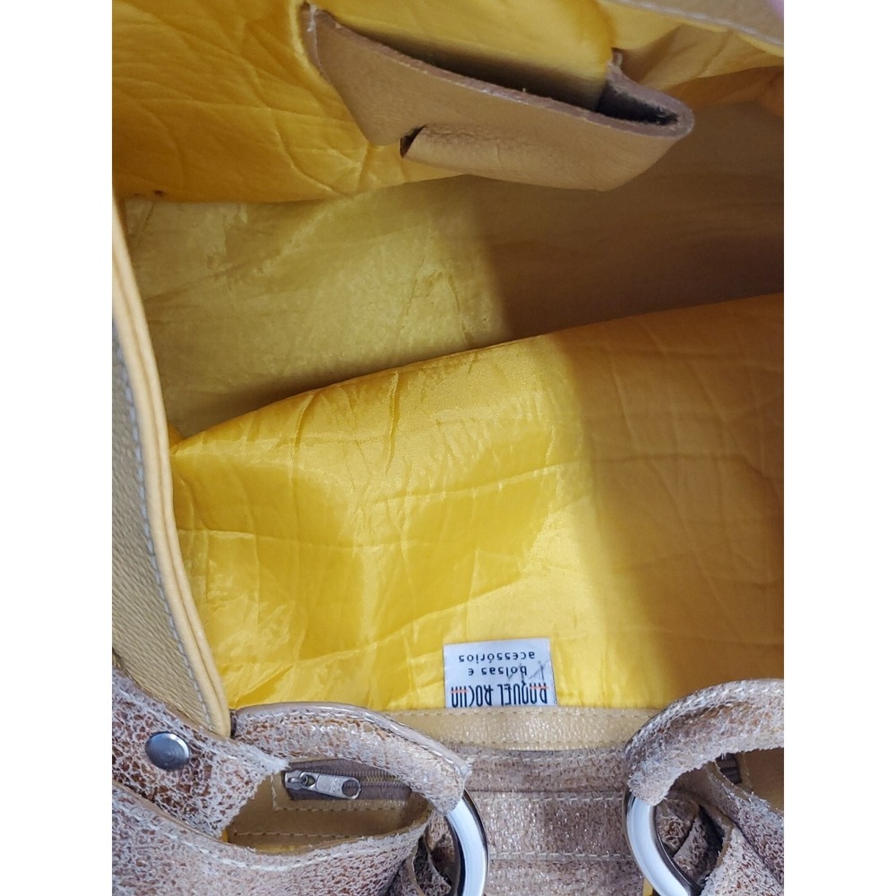Raquel Rocha Bolsas e Large Shoulder Bag Leather Mustard Tote Made In Brazil‎ - Picture 9 of 12